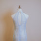 Baby Blue Lace with Butter Yellow Inner Lining Cheongsam and Back Peephole