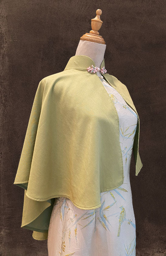 Green Cape with Chinese Flower Knots