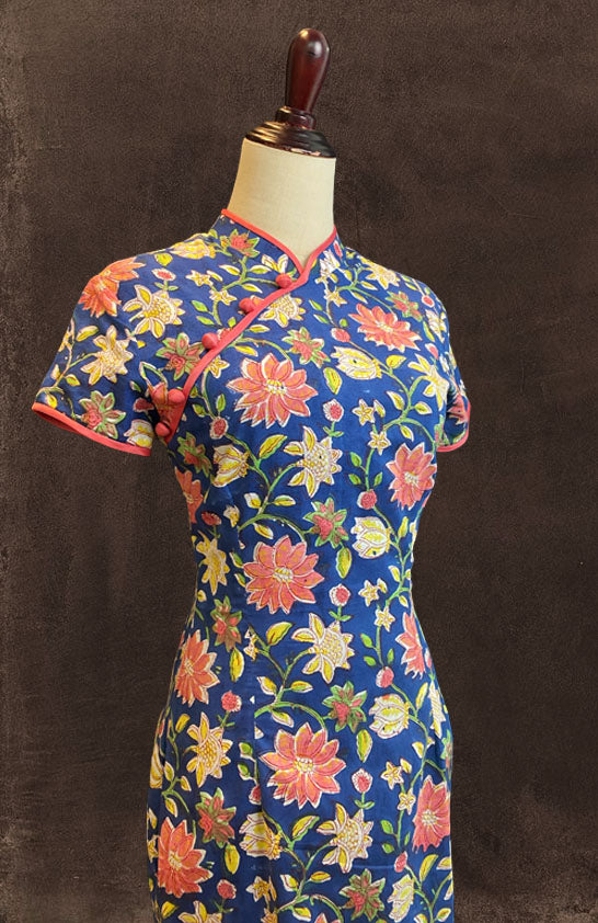 Indian Block Print Cheongsam