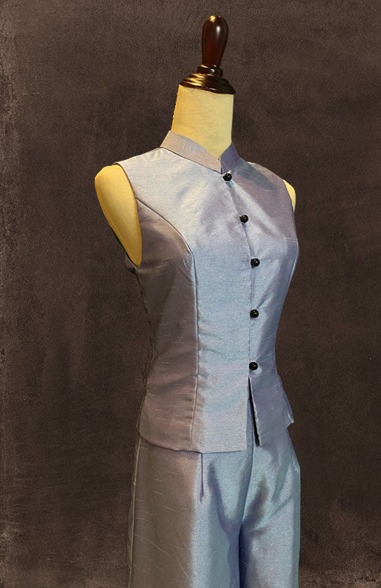Lavender Thai Silk Two Piece Set Cheongsam