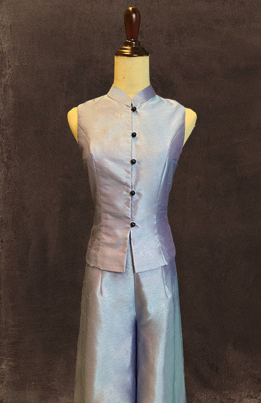 Lavender Thai Silk Two Piece Set Cheongsams