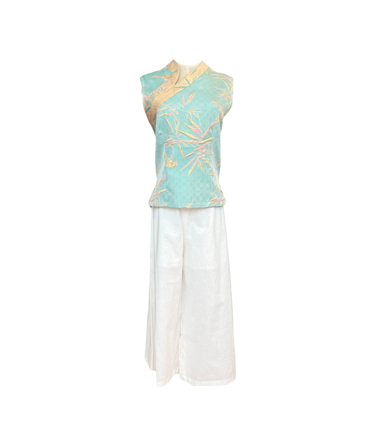 Mint Green Traditional Top with Linen Pants
