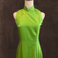 Metallic Lime Green Satin Cheongsam