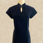 Navy Blue Velvet Cheongsam