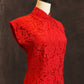 Red Lace Cap Sleeve Cheongsam