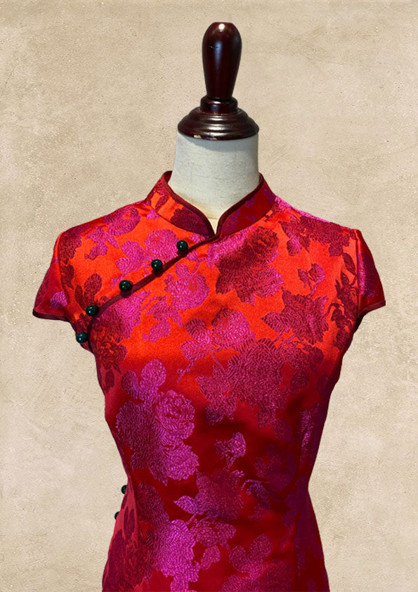 Red Rose Jacquard Cheongsam
