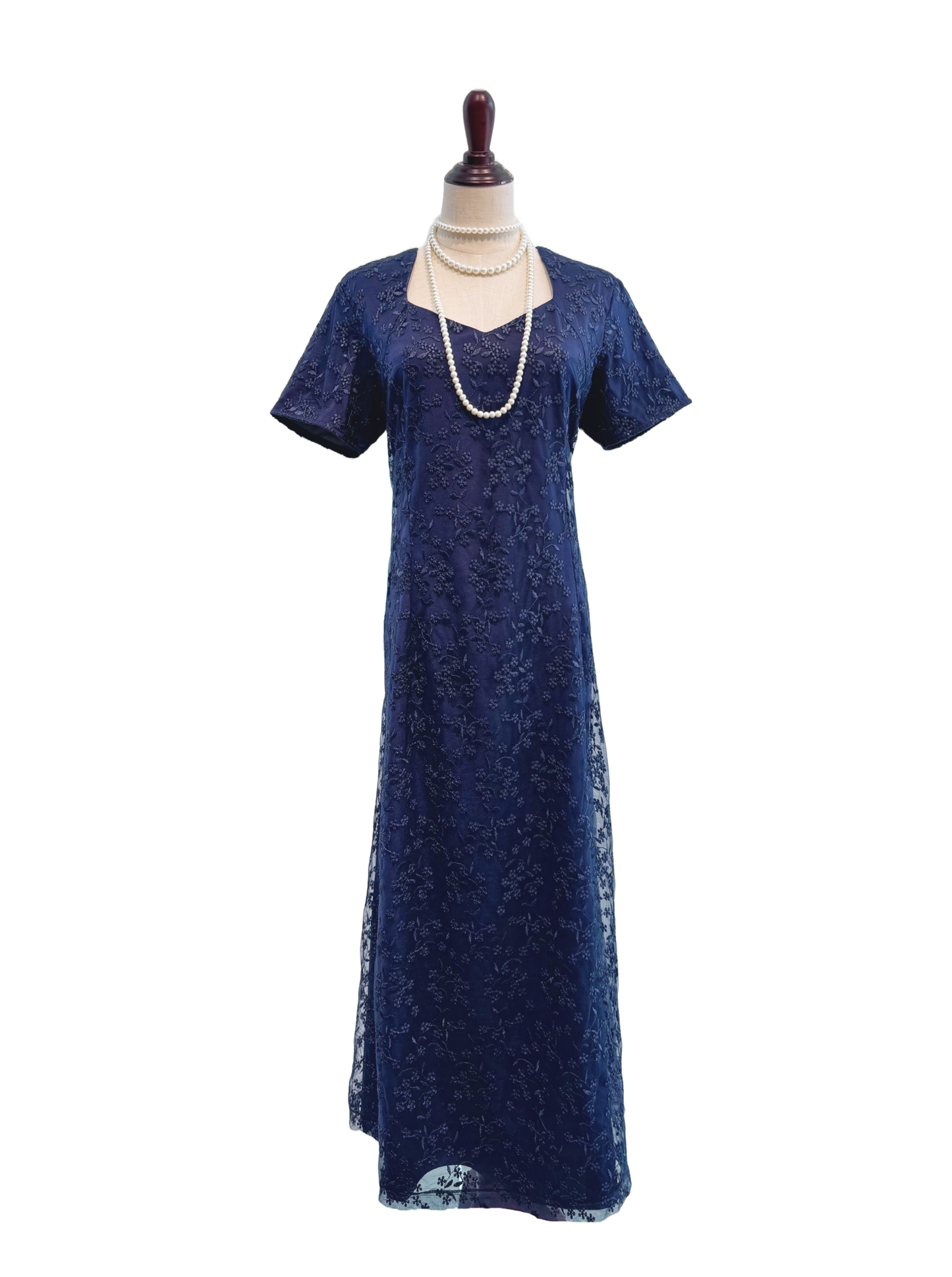 Sapphire Blue Lace Overlay Dress