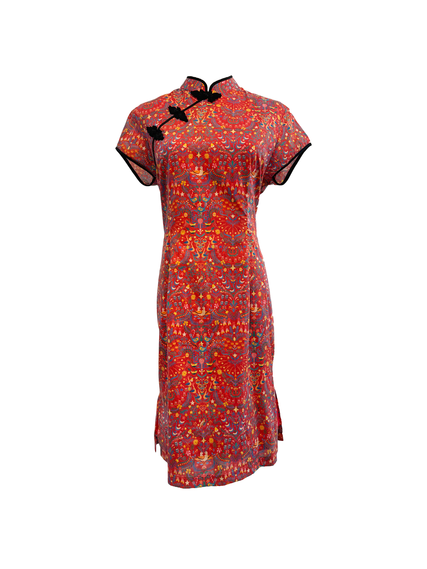Red Liberty Cheongsam With Black Details Outpost Clothing 