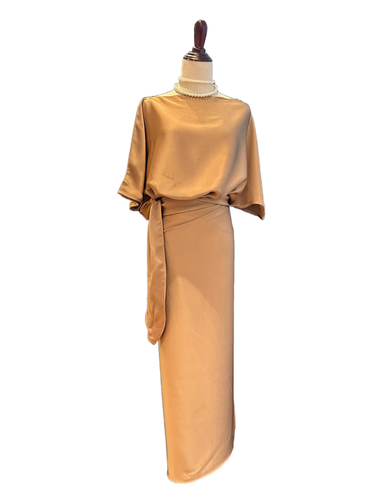 Copper Gold Wrap Dress
