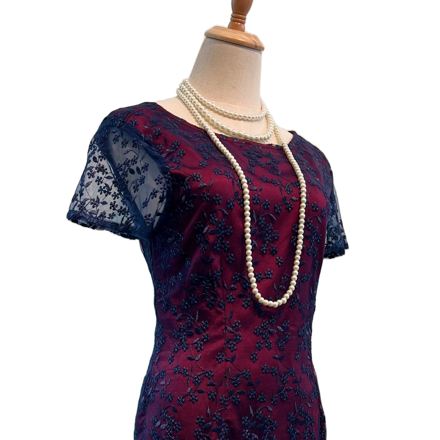 Navy Blue Lace Midi Dress