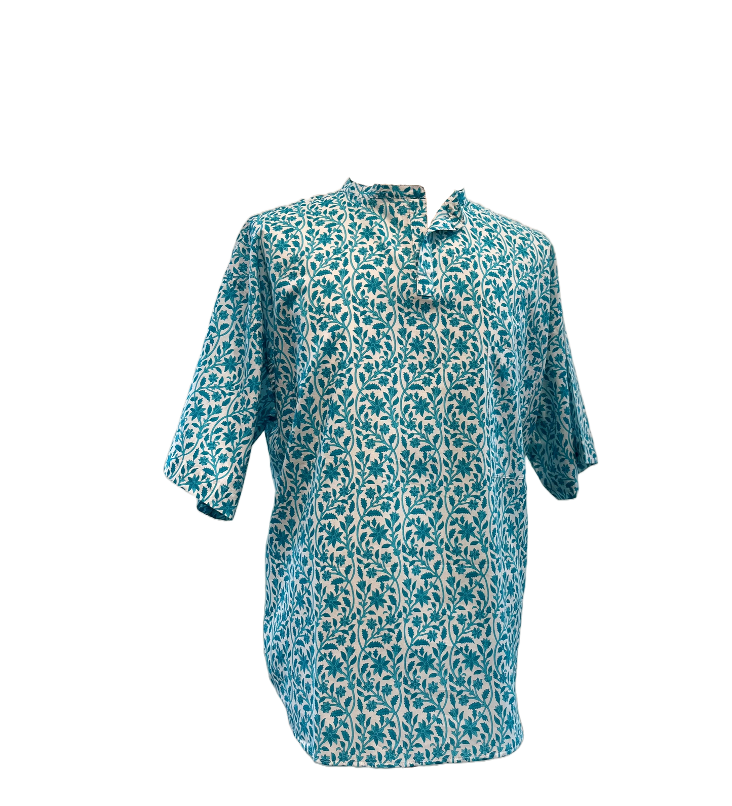 Mock Mandarin Indian Block Print Shirt