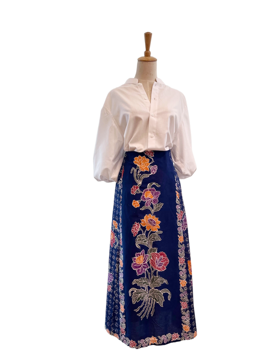 Linen Blouse with Batik Flare Skirt