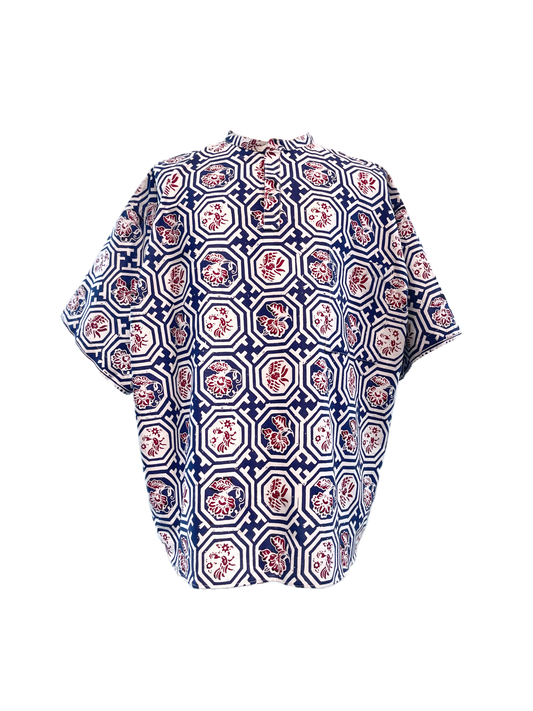 Mock Mandarin Batik Shirt