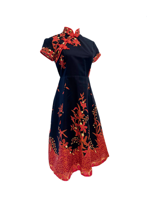 Red And Black Batik Cheongsam Outpost Clothing 