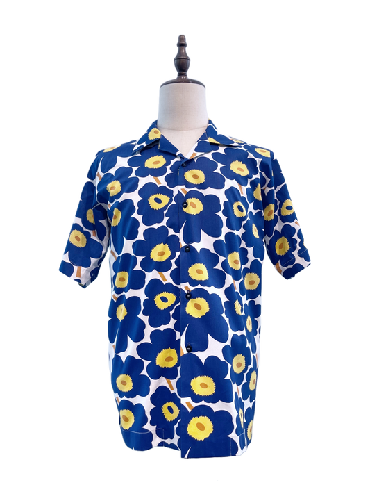 Open Collar Marimekko Print Shirt