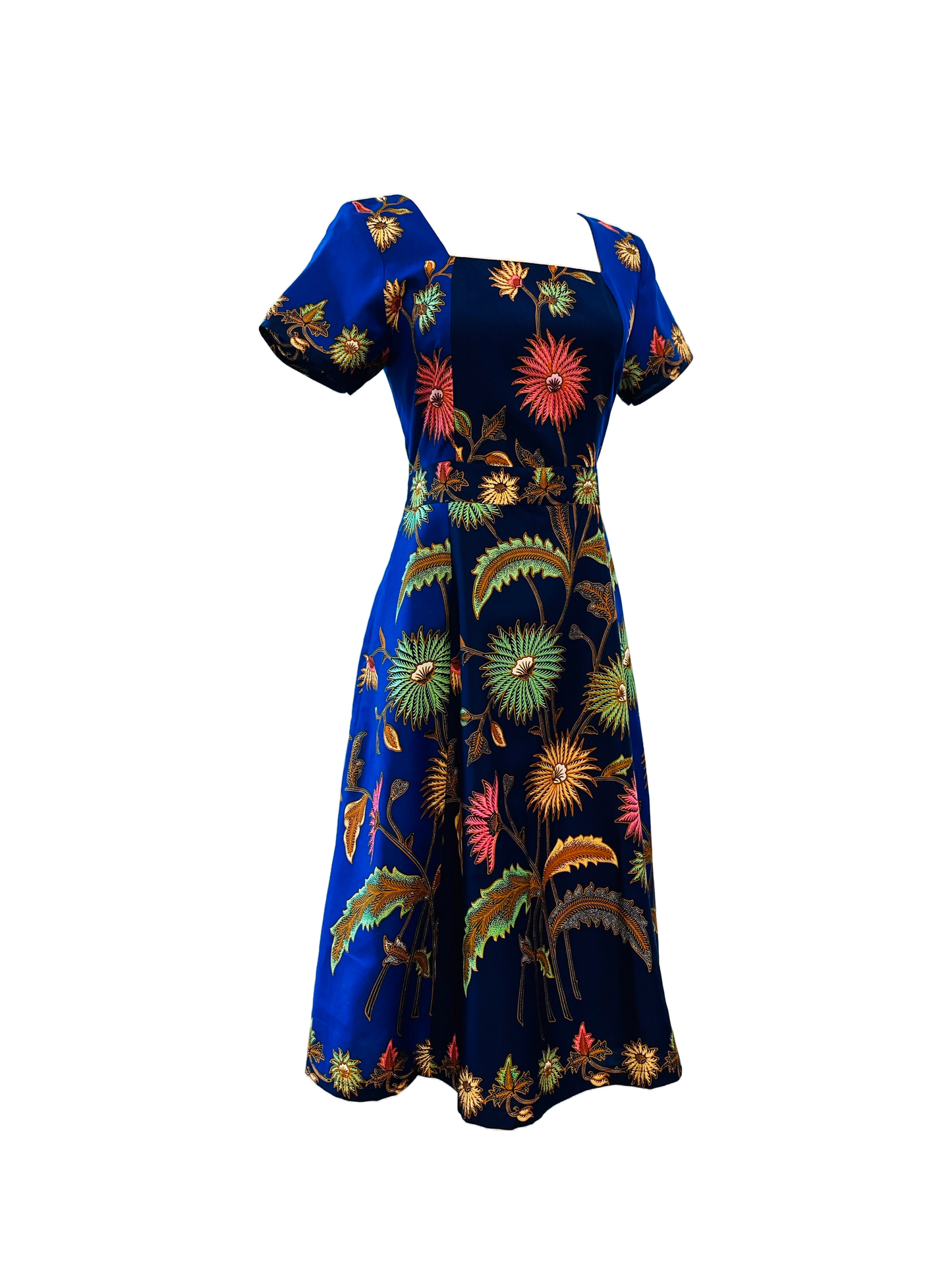Batik Jewel Tone Square Neck Dress