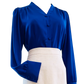 Sapphire Blue Silk Top with Linen Skirt