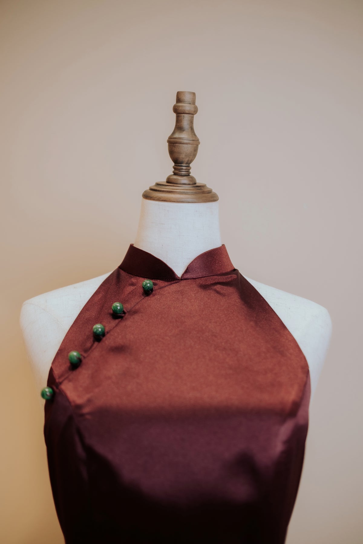 Burgundy Red Duchess Satin Cheongsam