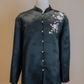 Midnight Chinese Blue Cheongsam /Tang Shirt with Cherry Blossom Embroidery