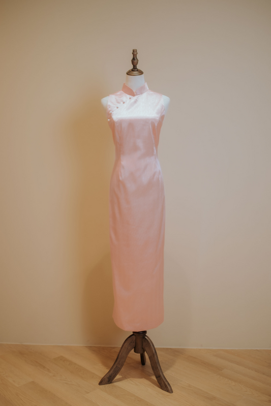 Coral Silk Satin Cheongsam