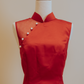 Red Duchess Satin with Side and Back Diamond Back Mesh Cheongsam