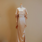Champagne Gold Duchess Satin With Attached Shawl Mermaid Cut Gown Evening Gown