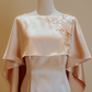 Champagne Gold Duchess Satin With Attached Shawl Mermaid Cut Gown Evening Gown