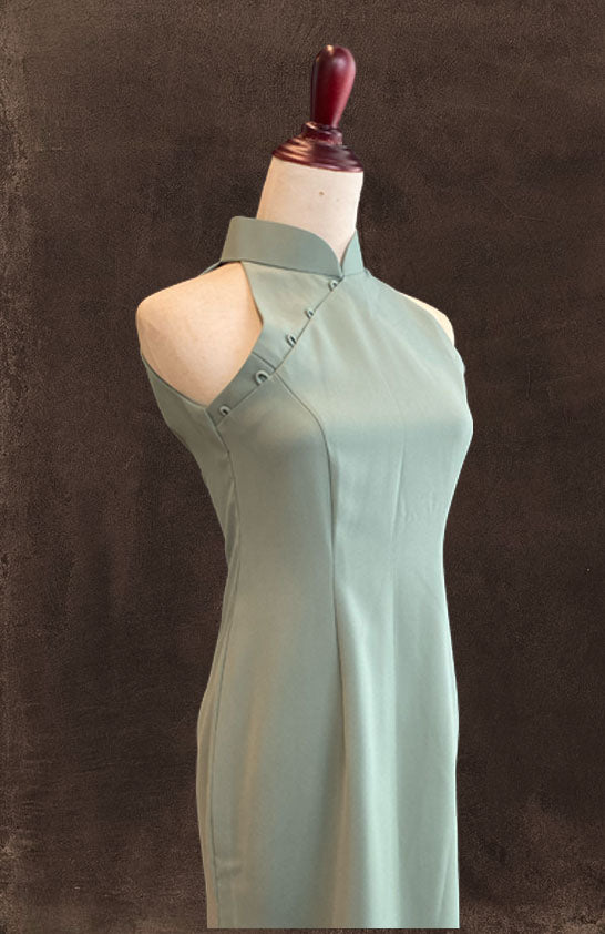 Sage Green Cotton Cheongsam