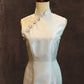 Silver Thai Silk Cheongsam with Bejewelled Buttons
