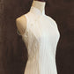 White Jacquard Cheongsam with Mesh Crescent Backs