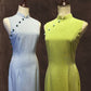 Baby Blue And Lime Green Cotton Cheongsam
