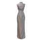 Grey Satin Full-Length Cheongsam