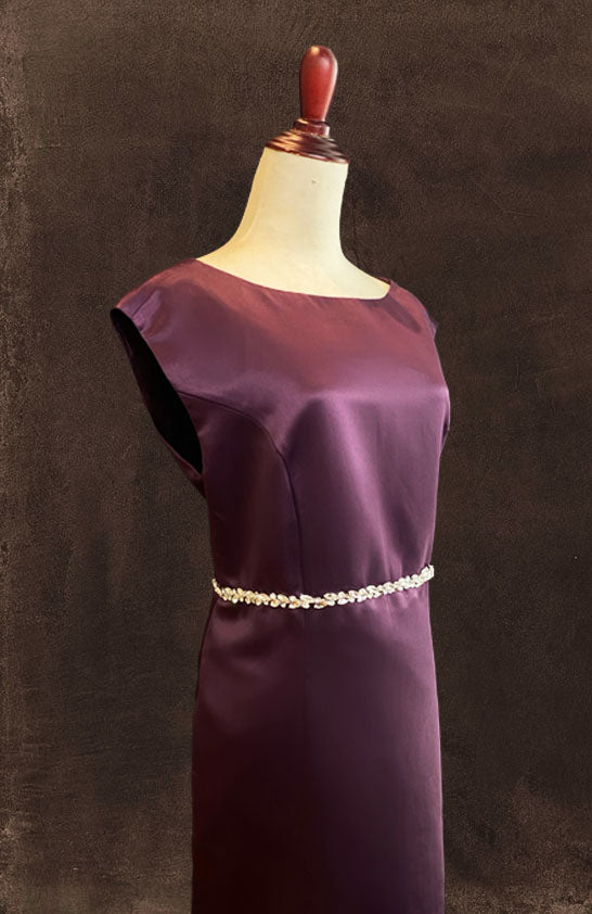 Violet Duchess Satin Mermaid Cut with Bejwelled Waistline