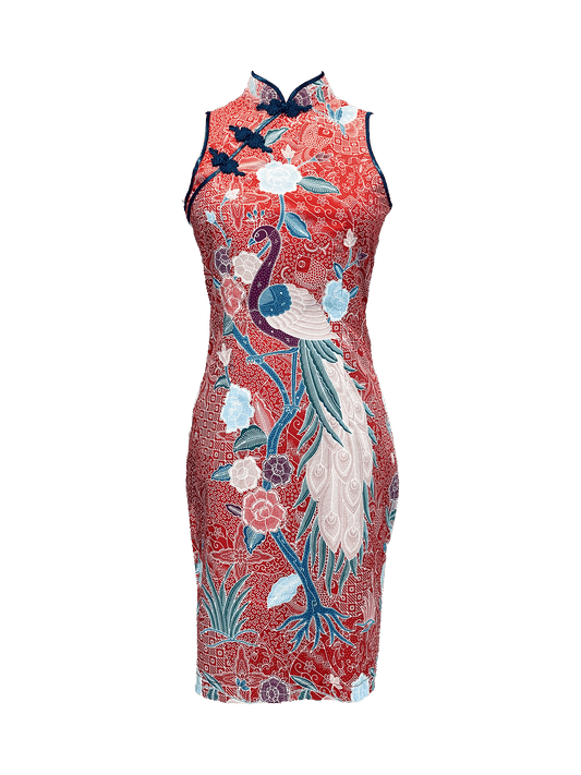 Batik Cheongsam with Floral Peacock Motif