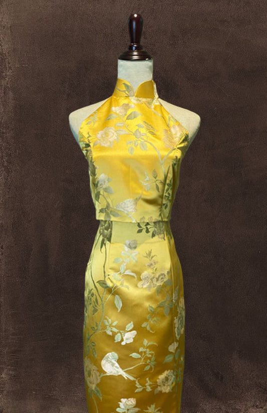 Yellow Satin Silk  Cheongsam