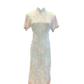 Soft Blue Satin Lace Cheongsam