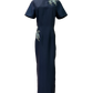 Electric Blue Thai Silk Cheongsam with Applique