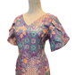 Purple Batik Dress with Tulip Sleeve