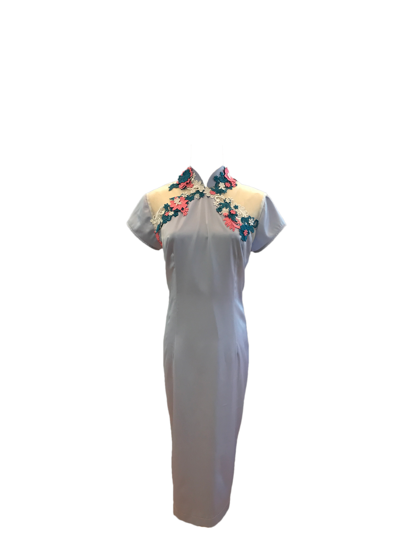Satin Cheongsam with Appliques